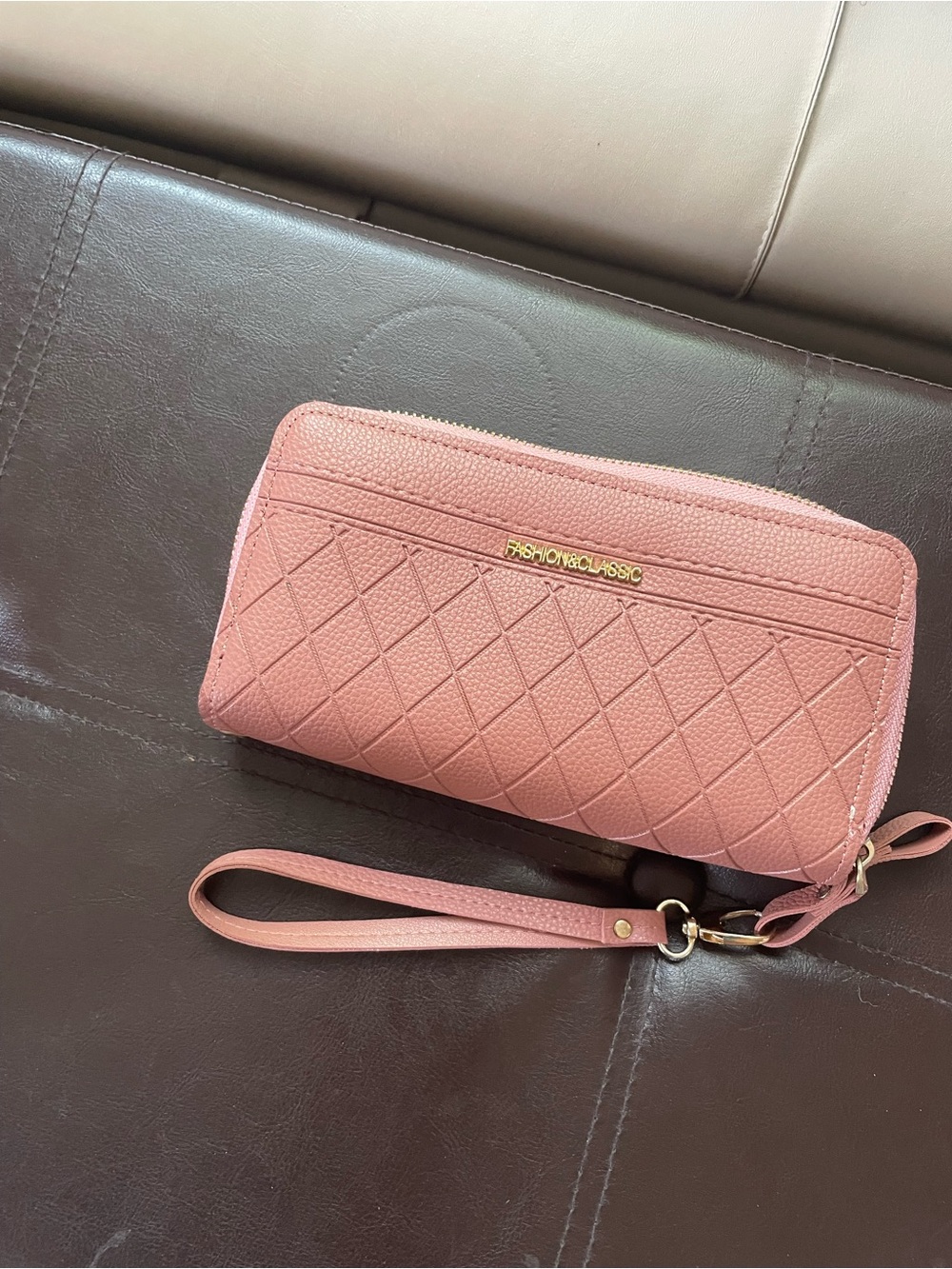 Pink Quilted Wristlet Wallet